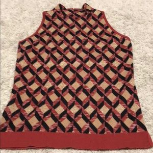 INC TOP Metallic Gold Pattern EUC